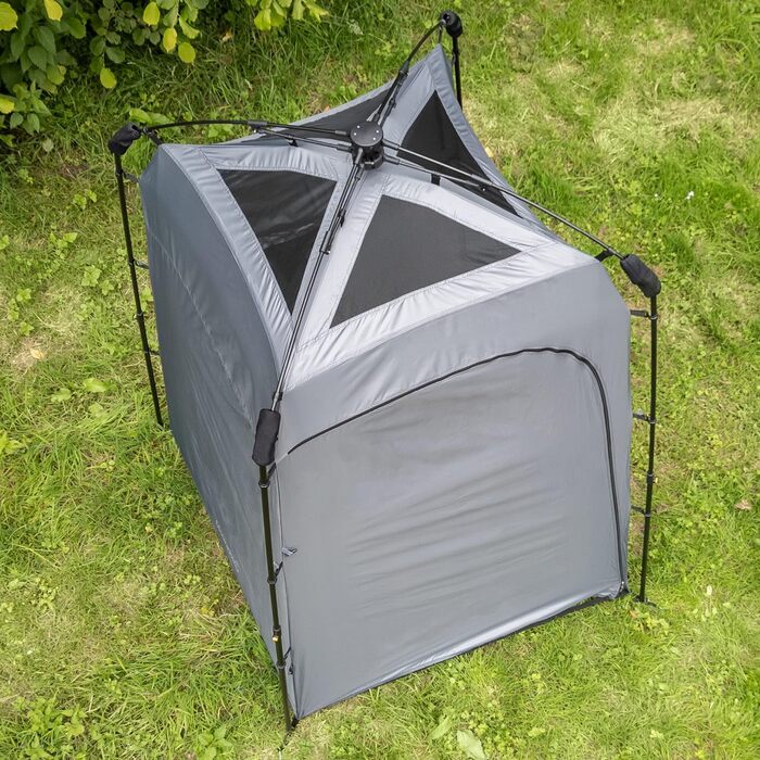 Skandika Camping Shower Tent | Changing Tent with 210cm Height, Silver-Coated, Private, Separate Ground Sheet, Coverable Window with Mosquito Net, Shower Attachment | Toilet Tent (Quick Setup)