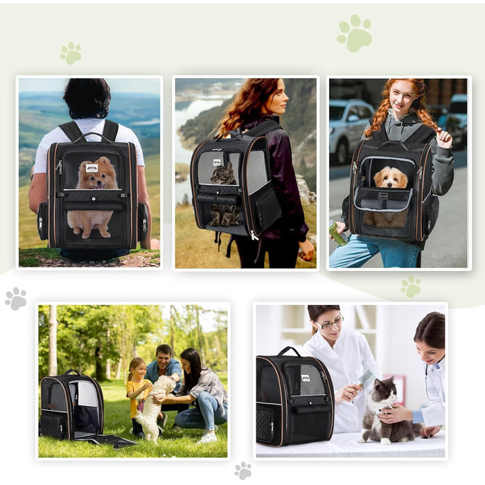 Рюкзак-переноска для котів Hunderucksack, 2-в-1, до 8 кг, розширюваний, чорний