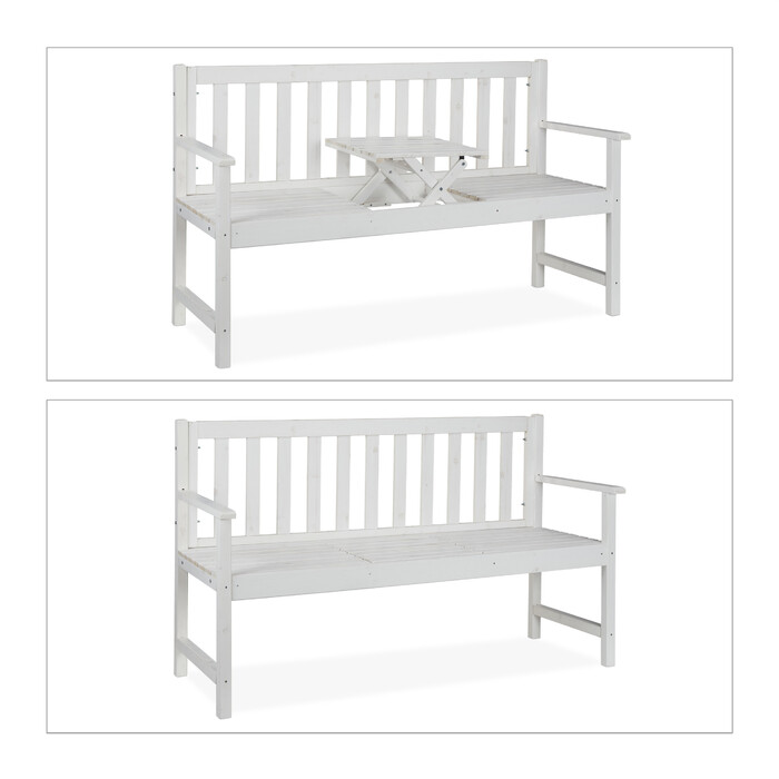 Relaxdays White Garden Bench with Table