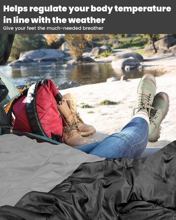 Сплячий мішок Outdoor Sportneer для дорослих та дітей - легкий спальний мішок для кемпінгу, походів та рюкзакових подорожей 220x75 см, чорний+сірий