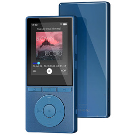 MP3 плеєр 64GB Bluetooth 5.3 з динаміком, HiFi звук, запис голосу, E-book, підтримка TF карти 128GB (Синій)