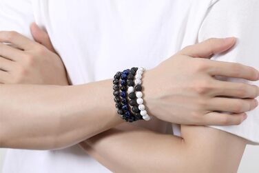 Чоловічі браслети з натурального каміння: тигрове око, лава, онікс, бірюза, лазурит (3-4 шт.)