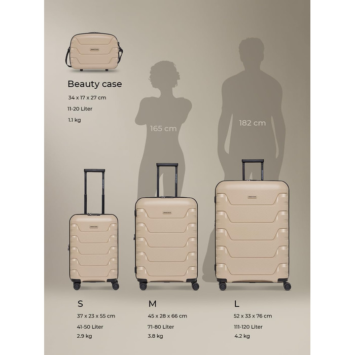 Набір валіз SMARTBOX Hartschalen 3 шт. | Розширюваний, з TSA-замком, з поліпропілену | Beige (Edition 01)