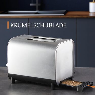 Krups KH682D Excellence Toaster | 8 Browning Levels | 4 Functions | 2-Slice Toaster | Lift Function | Removable Crumb Tray | 850 Watt | Brushed Stainless Steel