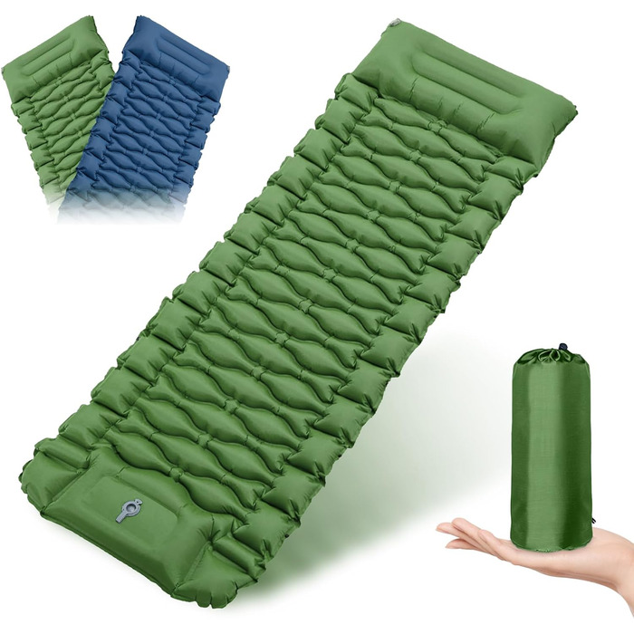 Саморозкладаний килимок для кемпінгу Samlonge: Товста повітряна матрац з насосом, водонепроникний, для відпочинку на природі, у наметі, для туризму