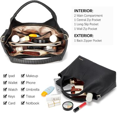 Сумка жіноча BOSTANTEN шкіряна шопер Hobo з ручкою та регульованим ременем, коричнева