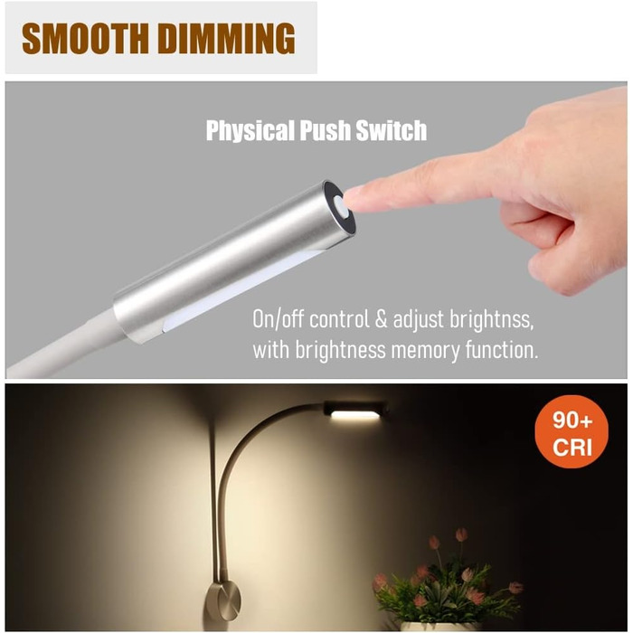 Світлодіодна лампа для кемпера Acegoo 12V/24V з USB зарядкою, червоним нічником, димуванням та гнучким кронштейном