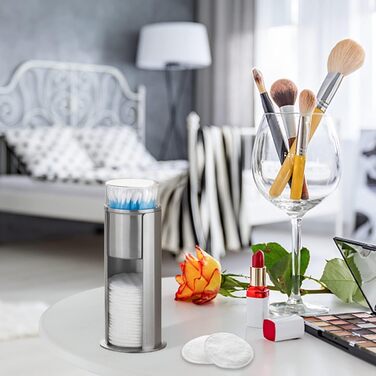 Спондисер для ватних дисків з кришкою, тримач для ватних паличок, контейнер для вати, органайзер для косметики з нержавіючої сталі