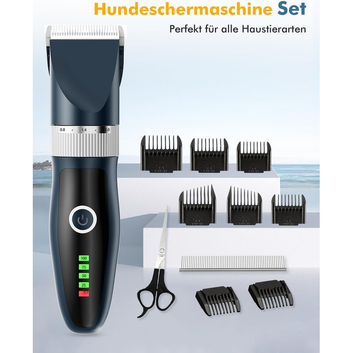 Професійна машинка для стрижки собак та котів Leise, набір, IPX7, для довгої шерсті, електрична