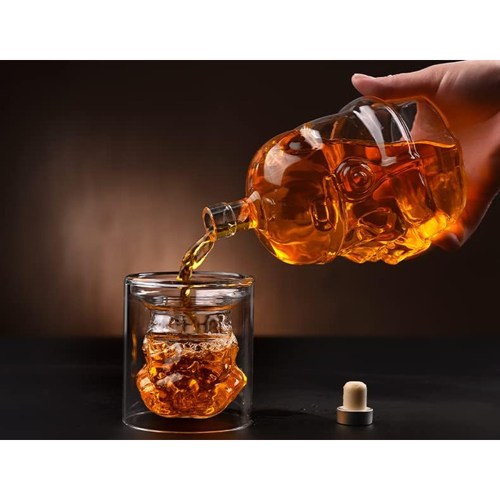 Whiskey Decanter and Whiskey Glasses Set, 750ML Whiskey Decanter Gifts for Men, Whiskey Set for Bourbon, Single Malt, Jameson, Irish, Wine, Scotch, Brandy (Bottle Set)
