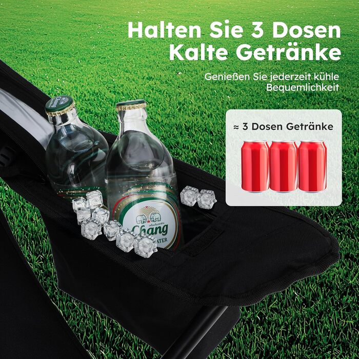 Набір 2 складаних стільців для кемпінгу High Point Sports з підсклянником та охолоджувачем, до 120 кг, чорний