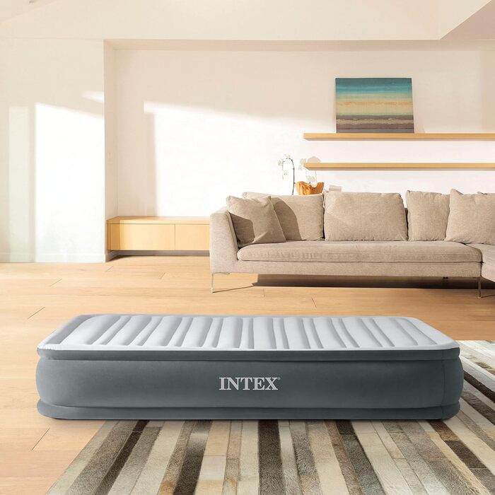 Надувний матрац Intex Twin Comfort-Plush Fiber-Tech RP 99x191x33 см (67766ND) - односпальний, для дому та відпочинку