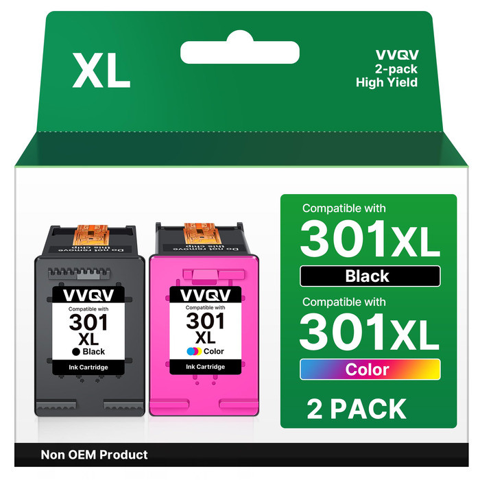 Комплект картриджів VVQV 301 XL (чорний, кольоровий) для принтерів HP DeskJet 2540, 1510, Envy 4500, 5530, OfficeJet 4630, 2620