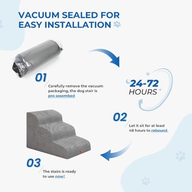 Сходинка для собак маленьких порід, 2 сходинки, 30 см, для домашніх тварин, миється, не слизька, для котів, для ліжка, дивану, сірого кольору