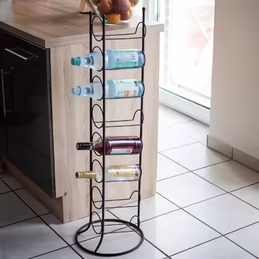 UNUS Wine Rack Metal - Bottle Holder for Wine Bottle, Water Bottle - Black - for 8 Bottles
