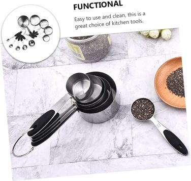FBHappiness 1 Set Measuring Cup Tool, Stainless Steel Kitchen Cooking Spoon, Seasoning Spoon, Stainless Steel Flour, Practical Ingredient Spoon, Measures, Weight, Metal Dry Scoop
