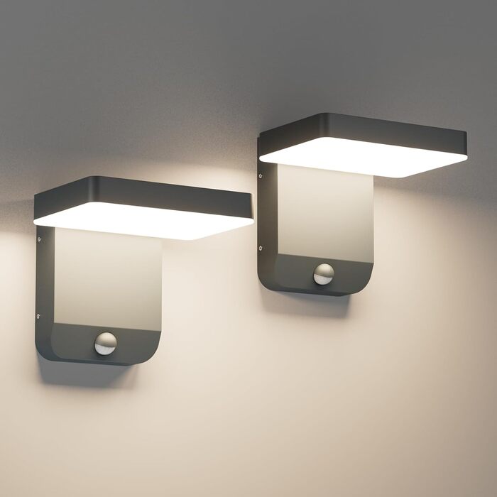 Зовнішнє LED-світильник K-Bright з датчиком руху, вологозахист IP65, для балкона та саду, темно-сірий