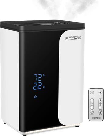 Ультразвуковий зволожувач повітря 5 л з Wi-Fi, керуванням через додаток Smart Life, пульт дистанційного керування, функція очищення повітря, вбудований гігрометр, LED-дисплей, таймер 12h, нічний режим, функція теплого/холодного пару, HEPA-фільтр