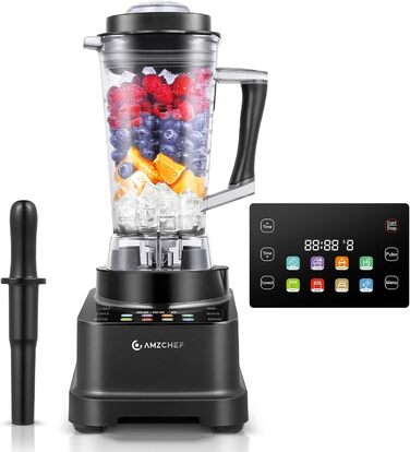 AMZCHEF 8-in-1 Multi Stand Mixer with Auto-IQ | 2000W High-Power Mixer with LCD Touchscreen | 2L Blender with 8 Smart Menus and 10 Speeds for the Kitchen | Black 25.6 x 20.1 x 47.6 cm Black