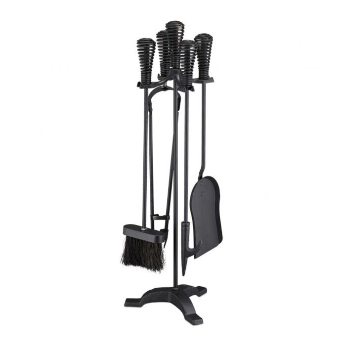 Relaxdays 5-Piece Fireplace Tool Set in Black