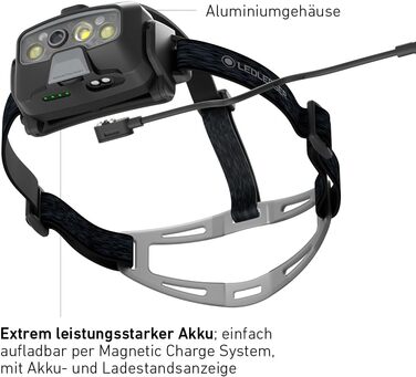 Налобний ліхтар Ledlenser HF8R Core, 1600 люмен, LED, акумуляторний, водонепроникний IP68, з червоним світлом, для туризму та аутдору