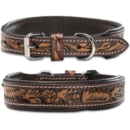 Нашийник для собак Джек Рассел з натуральної шкіри буйвола, регульований, з м'якою підкладкою, ручної роботи, з різьбленням, Alexey, розмір S (26-34 см)