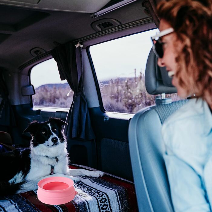 Складаний поїльник для собак SLSON, витокозахисний, рожевий, для подорожей на авто