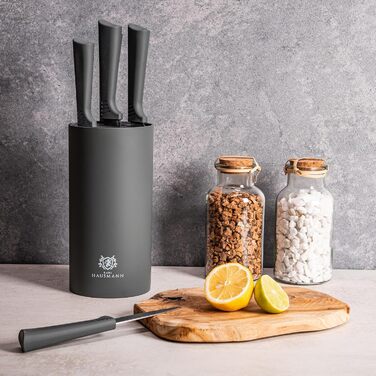 Набір ножів Karl Hausmann 5 предметів: набір ножів, ніжний блок, кухонні ножі з нержавіючої сталі (сірий)