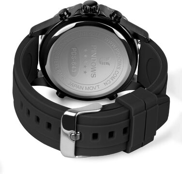 Годинник PINDOWS для чоловіків: водонепроникні спортивні годинники з аналоговим або цифровим дисплеєм, багатофункціональні, міцні наручні годинники для активного відпочинку з LED-підсвічуванням, будильником та секундоміром, чорно-помаранчевий колір