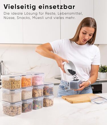 Набір контейнерів для зберігання Deco haus® 24 шт. з кришкою, герметичні - для кухні, паста, мюслі, борошно