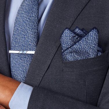 Набір краваток для чоловіків 3 шт. + 3 кишенькові хустинки | Подарунковий бокс для чоловіків | Класичний аксесуар для весілля | Білий та синій принт