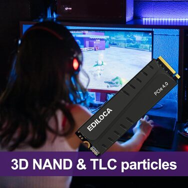 SSD NVMe 4TB PCIe Gen4 з радіатором для PS5, ноутбука та ПК, 7400MB/s, 3D NAND TLC