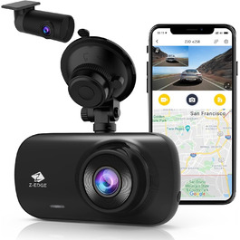 Відеореєстратор Z-Edge 4K Dual Autokamera з GPS, WiFi та LCD 2.7 дюйма. Підтримка запису 4K, 2K, 1080P, WDR, G-сенсор, нічне бачення, паркувальний режим. Версія 2025.