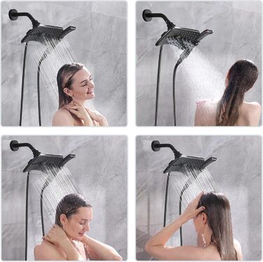 BRIGHT SHOWERS Dual Shower Head Combo Set, Handheld Shower Head, Rainfall Shower Head, Combo with Black Face, 152.4 cm (60 inch) Stainless Steel Shower Hose, (2.5 Gallon Per Minute, Oil Rubbed Bronze)
