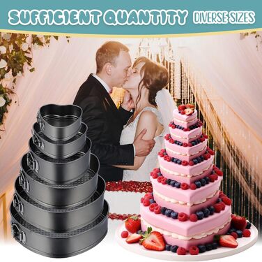 Набір форм для випічки серцеподібних тістечок Zhehao (6 шт.) - антипригарне покриття, різні розміри, для дня народження та сім'ї