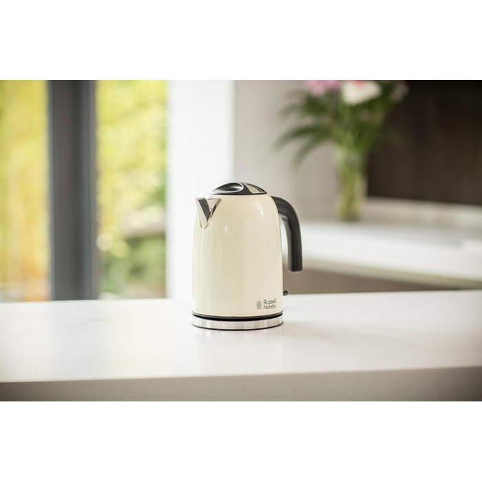 Електричний чайник Russell Hobbs 1.7л, 2400W, Edelstahl Creme, з функцією швидкого кип'ятіння, фільтр від накипу, оптимальна виливна горловина, індикатор рівня води
