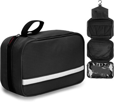 Чоловіча та жіноча косметичка для подорожей з відділеннями, водонепроникна, з гачком, зелена (чорна)