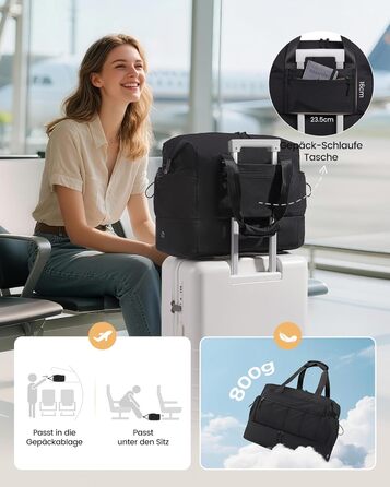 Сумка-валіза LOVEVOOK для жінок, легка клінічна/пологова сумка, спортивна сумка-дуфл, валіза для подорожей, ручна поклажа, водонепроникна з відділенням для взуття, бежева, M-30L