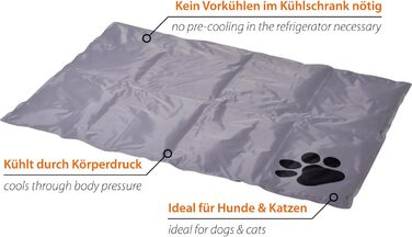 Kühlmatte für Hunde von dobar® - selbstkühlende Liegematte für Hunde und Katzen - 99,5 x 70 cm - Grau