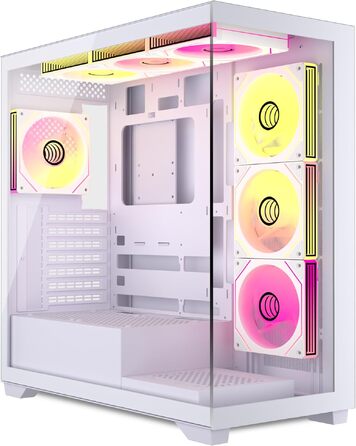 Ігровий корпус для ПК ANSAITE ATX Mid-Tower, 6 ARGB PWM вентиляторів, панорамне загартоване скло, підтримка радіатора 360мм, USB Type-C, Чорний