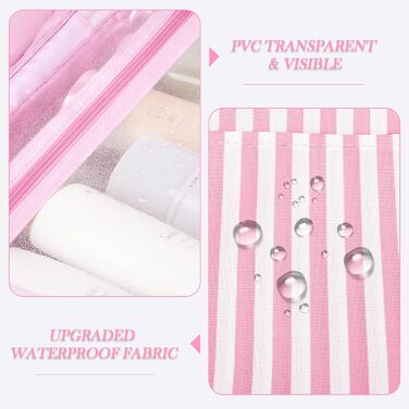 Сумка для косметики IDEATECH, дорожня, водонепроникна, для чоловіків та жінок, рожево-смугаста, з петлею для підвішування