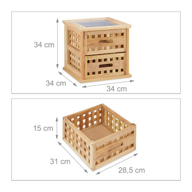 Relaxdays Walnut Bedside Table with 2 Drawers