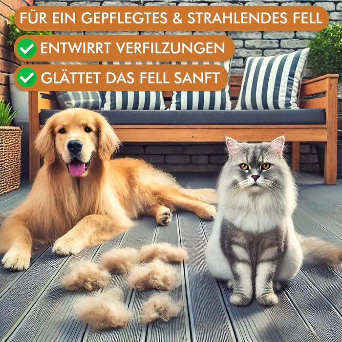 Бурштук для собак та котів 2-в-1: розчісування та вичісування | Для середньої та довгої шерсті | Гребінець для підшерстка | + Безкоштовний електронний посібник з догляду