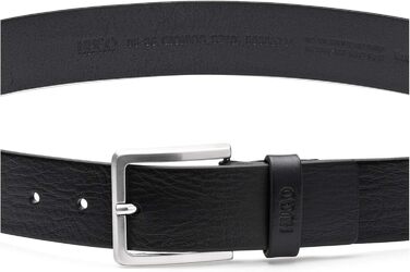 Чоловічий шкіряний ремінь HUGO Gionios з рельєфним оздобленням та металевими деталями, чорний