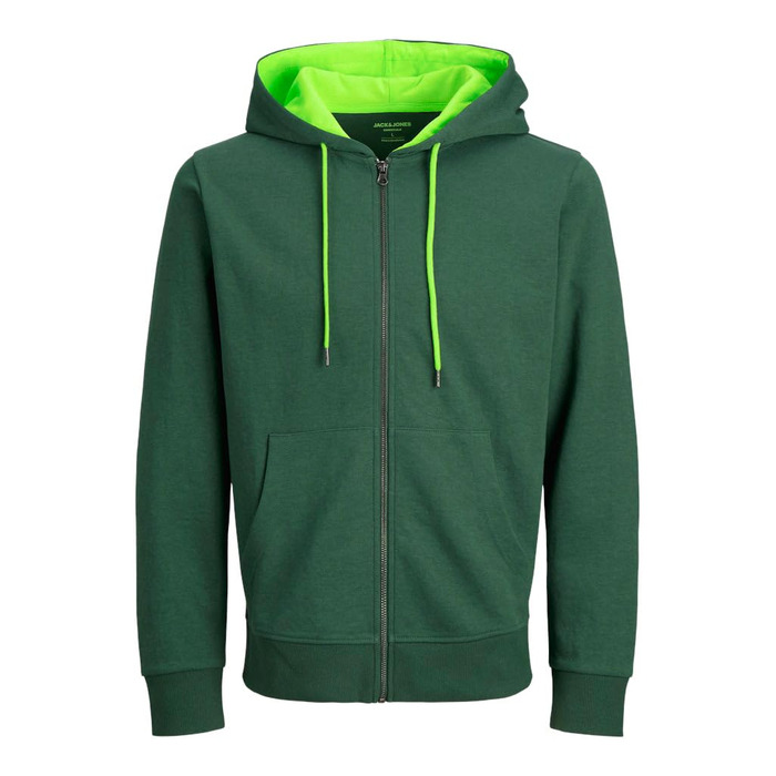 Чоловіча куртка-худі JACK & JONES Mae однотонна, Trekking Green (Green Gecko), розмір XL