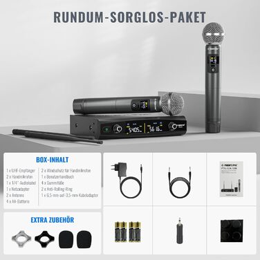Мікрофон Phenyx Pro PTU-52: Бездротова система з кейсом, 2x30 UHF, 60 метрів