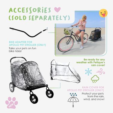 Дитяча та собача коляска Apollo 3-в-1 | Легка складана переносна сумка для собак та котів | Чорний колір
