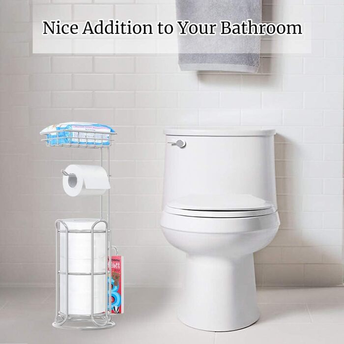 Тримач туалетного паперу TreeLen Mega Roll з нержавіючої сталі, тримач для серветок та журналів, хром (на 4 рулони)