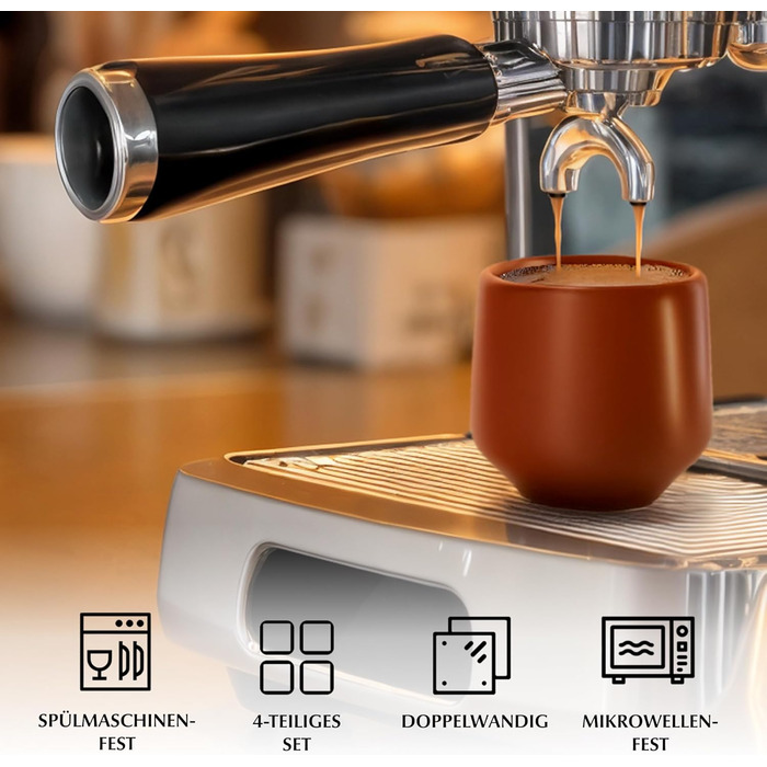 Набір чашок для еспресо Miamio, 4 шт (90 мл), кераміка без ручки, бежевий пастельний колір, Luxe Collection