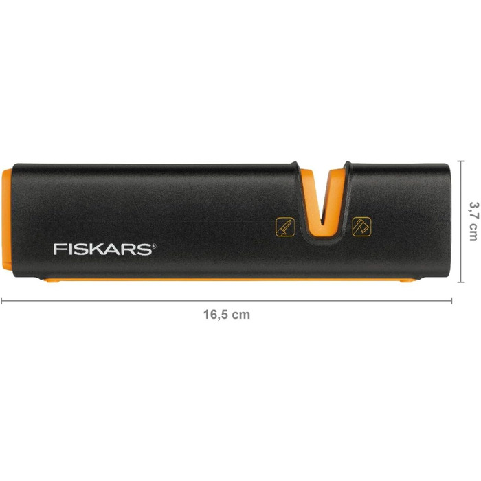 Точилка для ножів Fiskars Xsharp: керамічний точильний елемент, корпус з скловолокна, чорний/помаранчевий